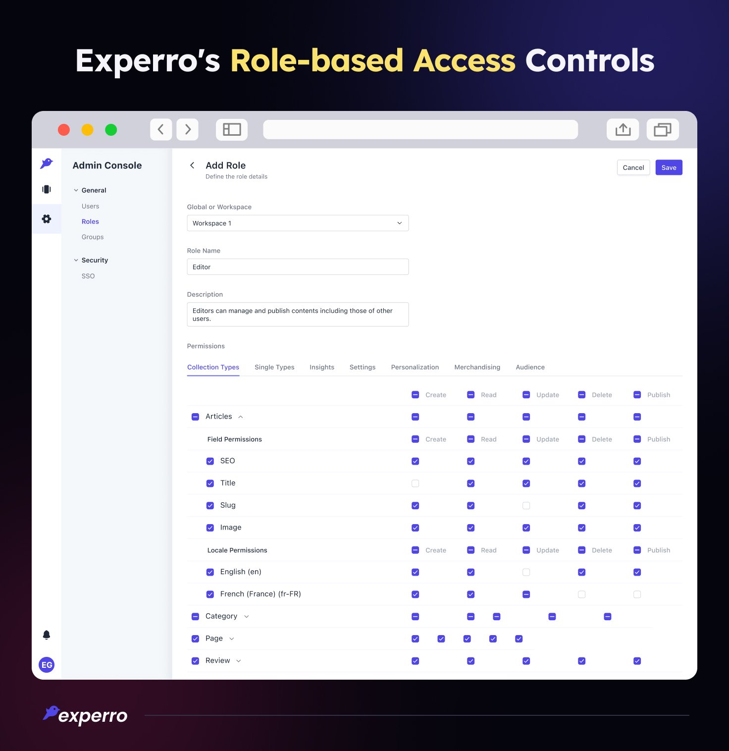 Role-based Access Controls in Experro